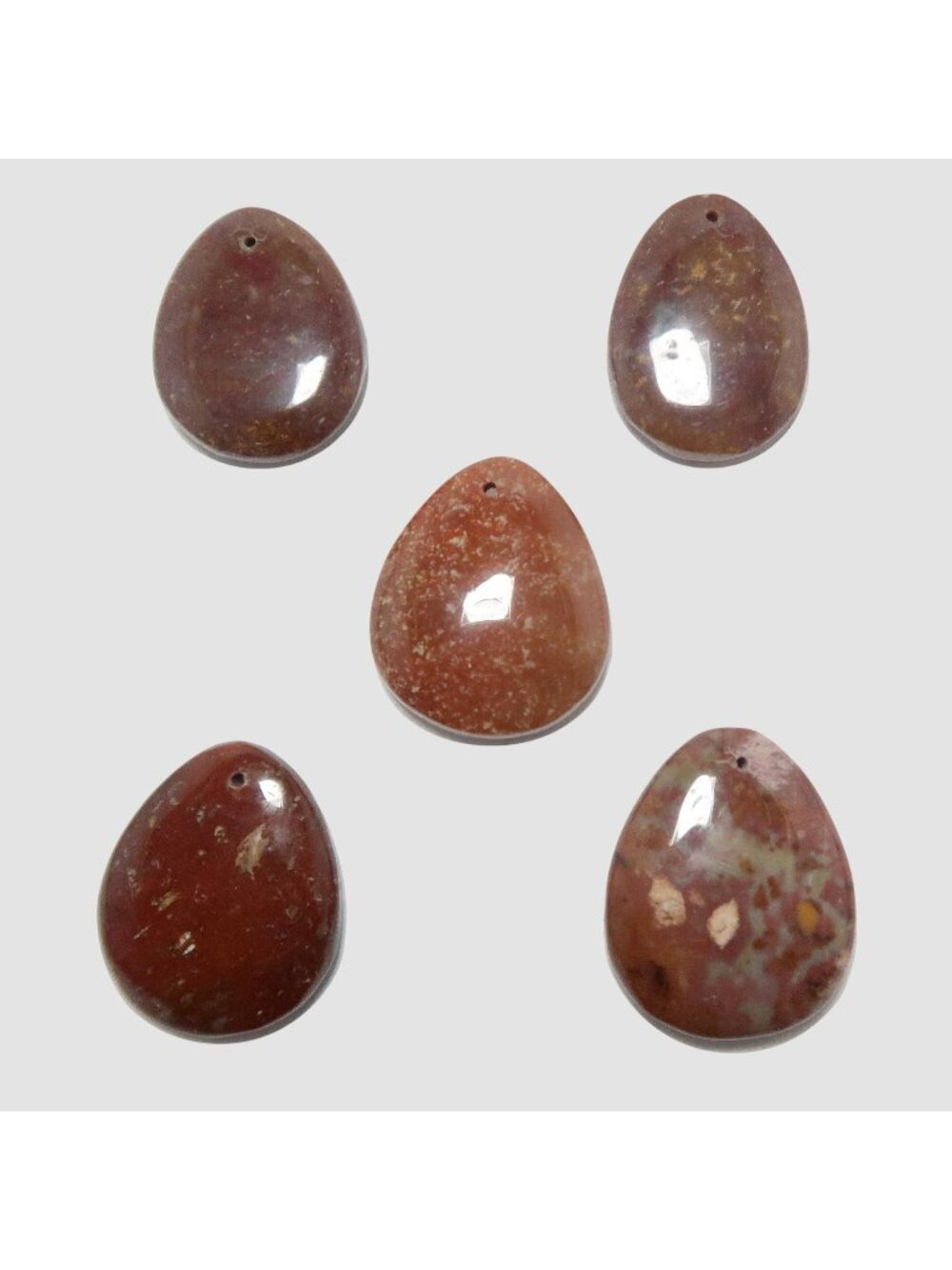 Red Jasper Pendant Lot of 5 Charms Grid Crystal Set Drilled Gemstone Focal Drops